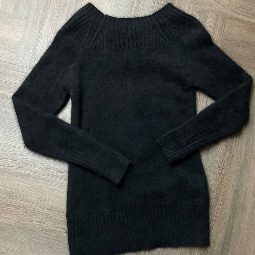Vintage Armani Exchange Sweater Womens Small Black Angora Blend Knit Y2K Logo - Picture 2 of 8